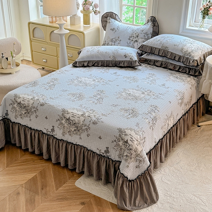 91家纺网 家纺一手货源 找家纺 韩约家纺 2025新款1针织棉皱皱纱床盖款夏凉被春秋被冬被四件套 巴克庄园