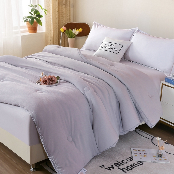 91家纺网 家纺一手货源 找家纺 丝薇雅 2024新款雪绒棉立体冬被 灰色