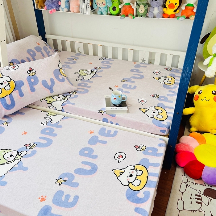 91家纺网 家纺一手货源 找家纺 小虾米 2024新款加厚上下床牛奶绒床笠款 奇趣乐园