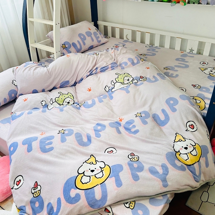 91家纺网 家纺一手货源 找家纺 小虾米 2024新款加厚上下床牛奶绒单被套 奇趣乐园