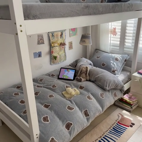 91家纺网 家纺一手货源 找家纺 川悦生活 2024新款雪花绒宿舍三件套 啵啵熊