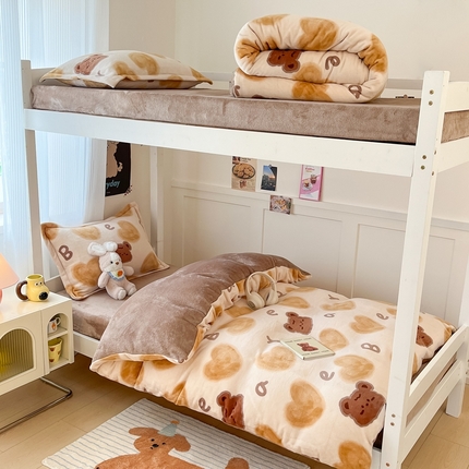 91家纺网 家纺一手货源 找家纺 （总）川悦生活 2024新款ENW加厚牛奶绒宿舍三件套