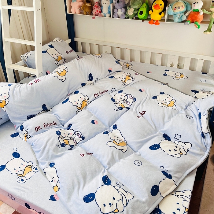 91家纺网 家纺一手货源 找家纺 小虾米 2024新款加厚上下床牛奶绒单被套 幸运小狗