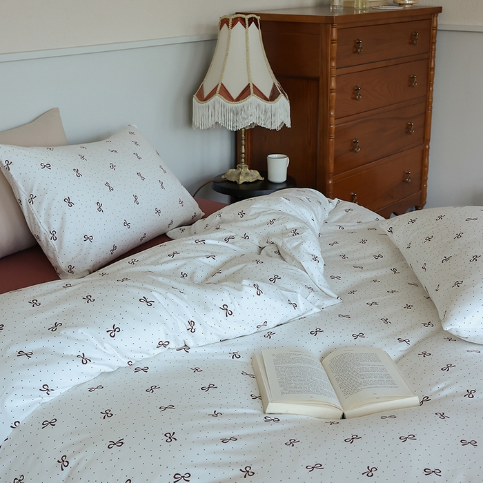 91家纺网 家纺一手货源 找家纺 梦可莱家居 2024新款A类亲肤舒适全棉针织棉四件套 蝴蝶结