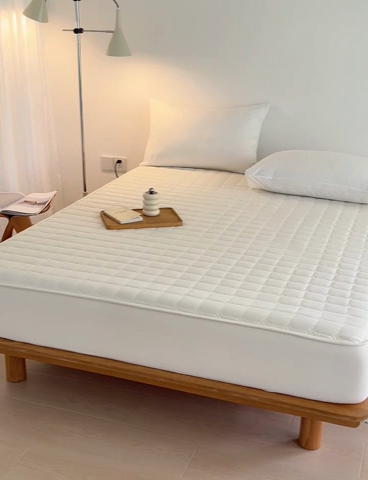 91家纺网 家纺一手货源 找家纺 帕芬鸟家纺 2024新款A类原棉大豆纤维夹棉床垫床笠 床笠款-奶油黄