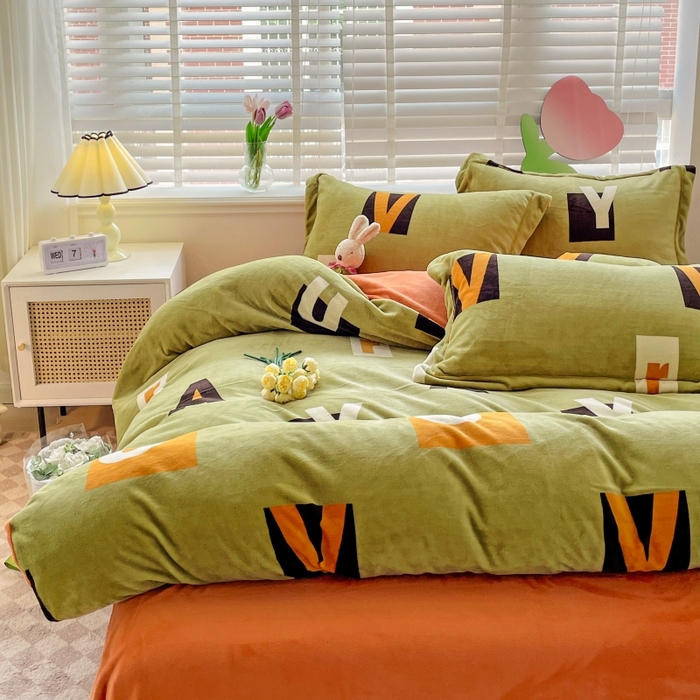 91家纺网 家纺一手货源 找家纺 丽涵家纺 2024秋冬新品冰岛臻棉绒保暖四件套 卡罗