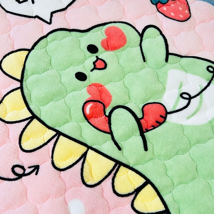 91家纺网 家纺一手货源 找家纺 小虾米 2024新款加厚上下床牛奶绒夹棉床笠款 恐龙宝宝