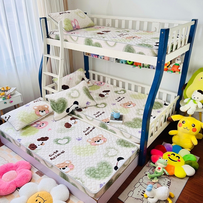 91家纺网 家纺一手货源 找家纺 小虾米 2024新款加厚上下床牛奶绒夹棉床笠款 洛可可