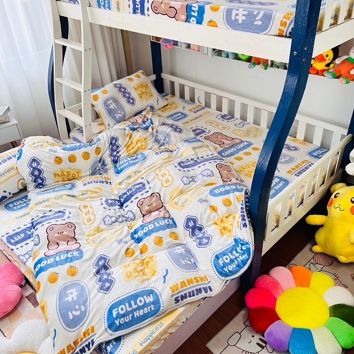 91家纺网 家纺一手货源 找家纺 小虾米 2024新款加厚上下床牛奶绒单被套 好运满满