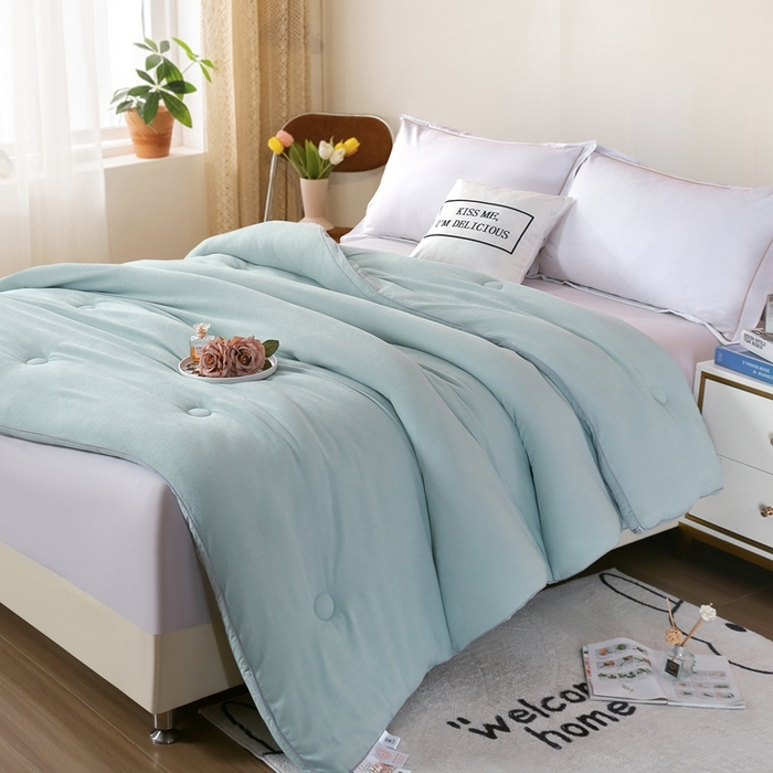 91家纺网 家纺一手货源 找家纺 丝薇雅 2024新款雪绒棉立体冬被 浅绿