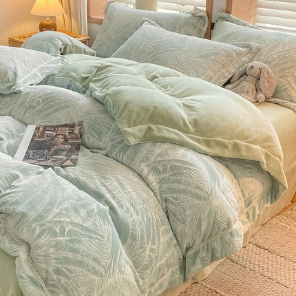 91家纺网 家纺一手货源 找家纺 （总）简如 2025新款A类加厚冰岛立体雕花牛奶绒浮雕绒四件套（有买家秀）