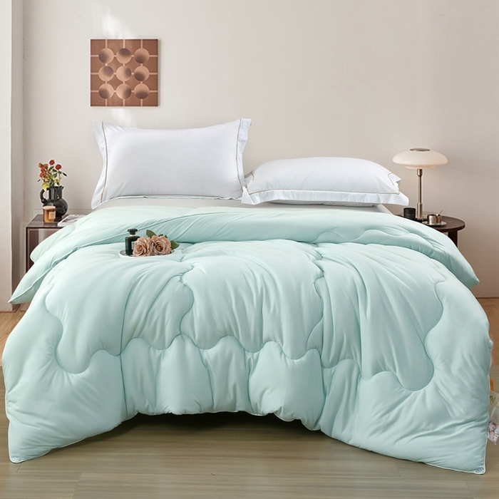 91家纺网 家纺一手货源 找家纺 丝薇雅 2024新款针织棉单边冬被 浅绿