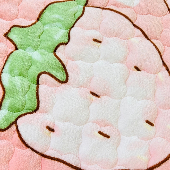 91家纺网 家纺一手货源 找家纺 小虾米 2024新款加厚上下床牛奶绒夹棉床笠款 草莓