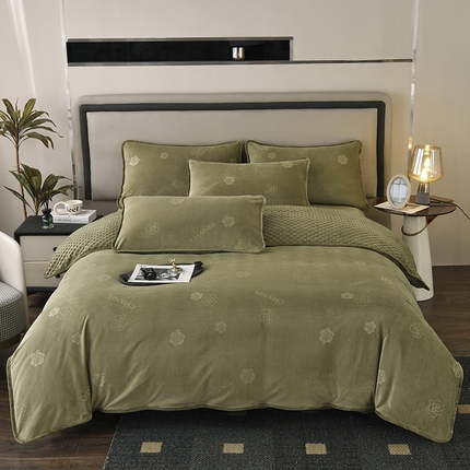 91家纺网 家纺一手货源 找家纺 （总）满羽家纺 2024新款A类高克重婴儿绒提花牛奶绒四件套