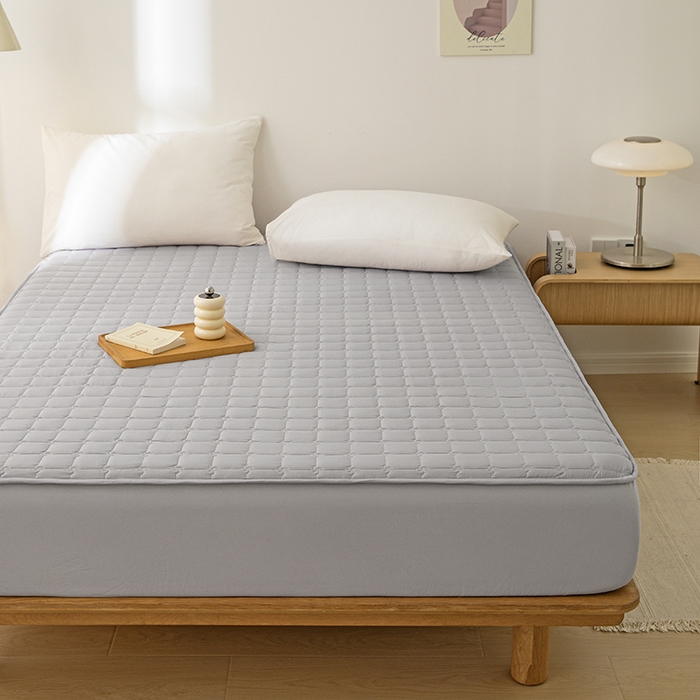 91家纺网 家纺一手货源 找家纺 帕芬鸟家纺 2024新款A类原棉大豆纤维夹棉床垫床笠 床笠款-优雅灰