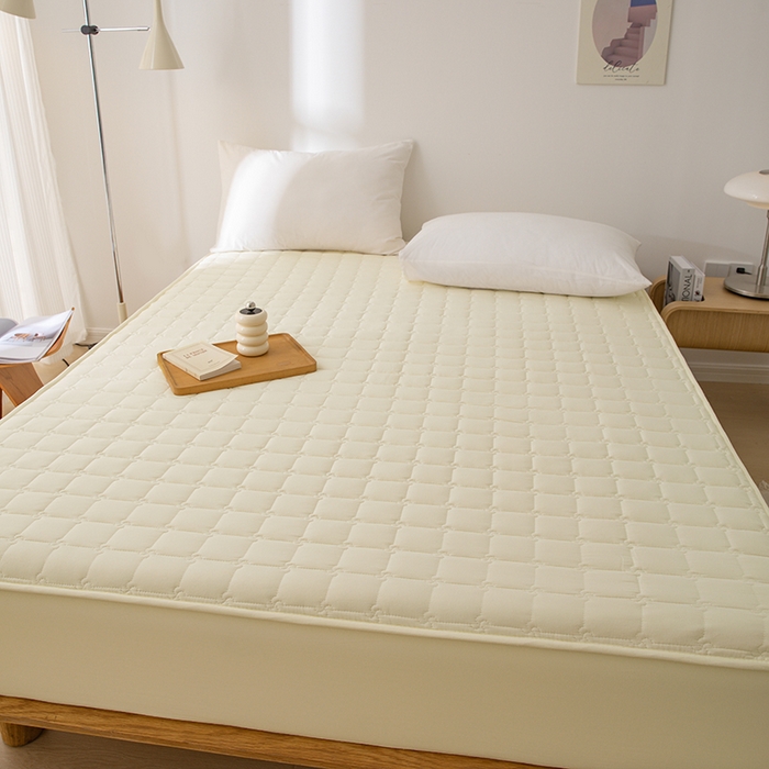 91家纺网 家纺一手货源 找家纺 帕芬鸟家纺 2024新款A类原棉大豆纤维夹棉床垫床笠 床笠款-奶油黄