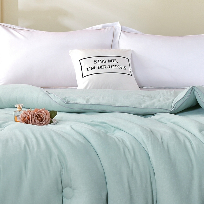 91家纺网 家纺一手货源 找家纺 丝薇雅 2024新款雪绒棉立体冬被 浅绿