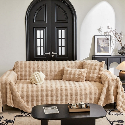 91家纺网 家纺一手货源 找家纺 （总）可恩欣 2025新款贵妇级绒兔毛沙发毯-风格一【跨境供货】可真空压缩