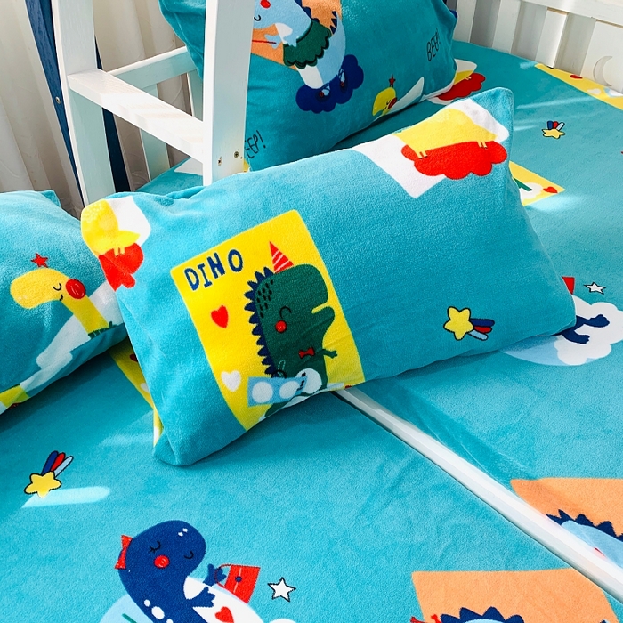 91家纺网 家纺一手货源 找家纺 小虾米 2024新款加厚上下床牛奶绒单被套 恐龙世界