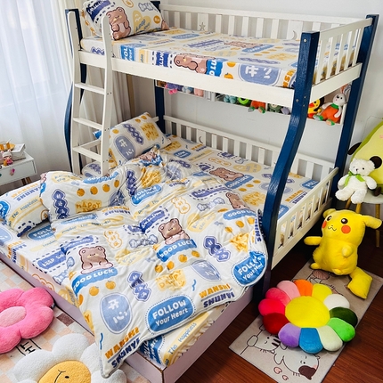 小虾米 2024新款加厚上下床牛奶绒单被套 好运满满