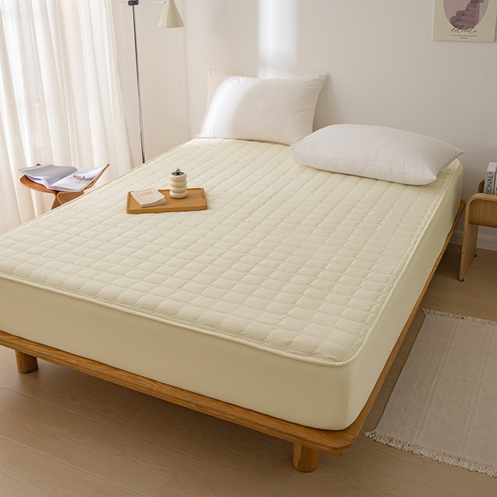 91家纺网 家纺一手货源 找家纺 帕芬鸟家纺 2024新款A类原棉大豆纤维夹棉床垫床笠 床笠款-奶油黄