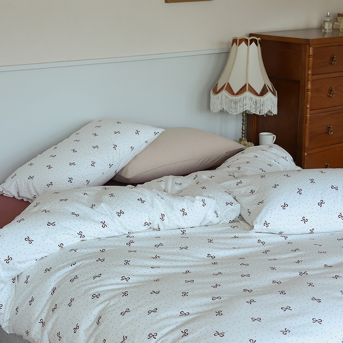 91家纺网 家纺一手货源 找家纺 梦可莱家居 2024新款A类亲肤舒适全棉针织棉四件套 蝴蝶结