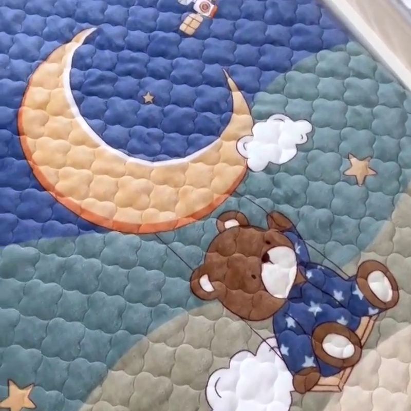 91家纺网 家纺一手货源 找家纺 小虾米 2024新款加厚上下床牛奶绒夹棉床笠款 梦星空