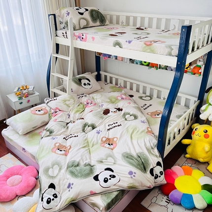 小虾米 2024新款加厚上下床牛奶绒单被套 洛可可