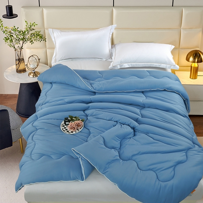 91家纺网 家纺一手货源 找家纺 丝薇雅 2024新款针织棉单边冬被 湖蓝