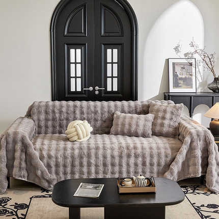 91家纺网 家纺一手货源 找家纺 （总）可恩欣 2025新款贵妇级绒兔毛沙发毯-风格一【跨境供货】可真空压缩