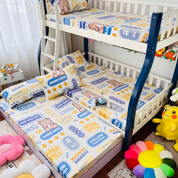 91家纺网 家纺一手货源 找家纺 小虾米 2024新款加厚上下床牛奶绒床笠款 好运满满