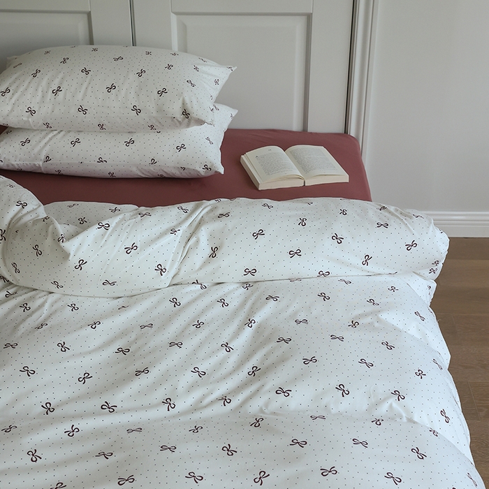 91家纺网 家纺一手货源 找家纺 梦可莱家居 2024新款A类亲肤舒适全棉针织棉四件套 蝴蝶结