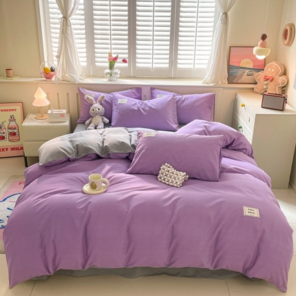 91家纺网 家纺一手货源 找家纺 （总）韩后家纺 2025新款原棉磨毛加厚双拼四件套