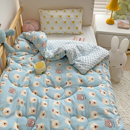 91家纺网 家纺一手货源 找家纺 （总）沁童儿童用品店 2024新款水洗双层纱儿童豆豆被被子被芯