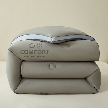 91家纺网 家纺一手货源 找家纺 梦恬佳 2024新款超柔原棉水洗棉立体边大豆被 灰色