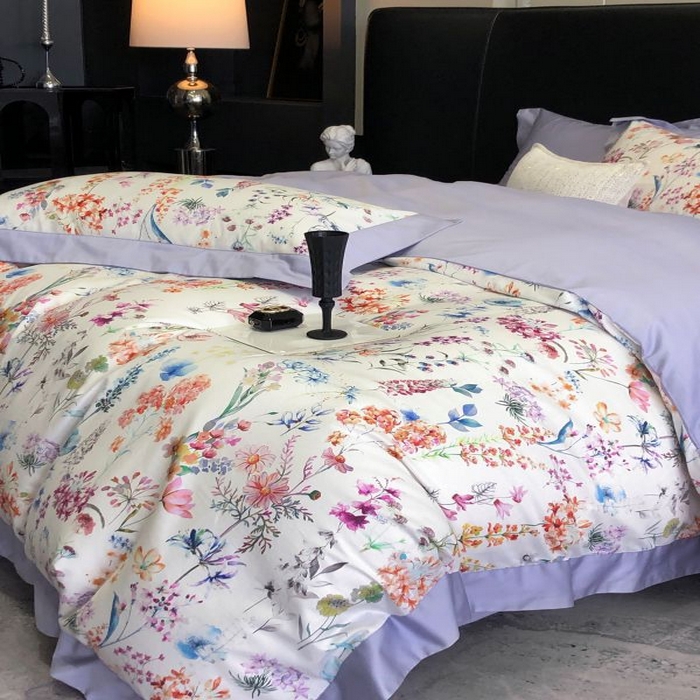 91家纺网 家纺一手货源 找家纺 金麦家纺 2024新款全棉数码印花四件套系列 曼妮