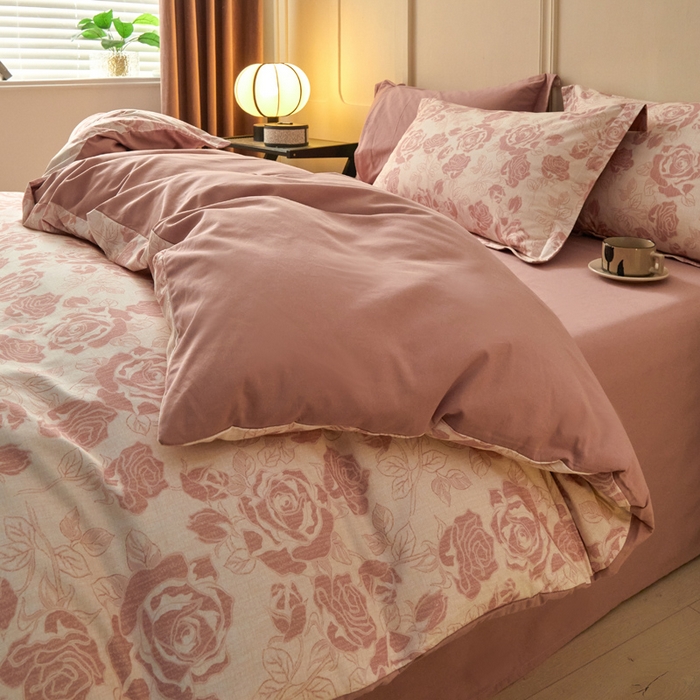 91家纺网 家纺一手货源 找家纺 涵宸家纺 2024新款加厚全棉磨毛印花四件套--罗马系列 F花束