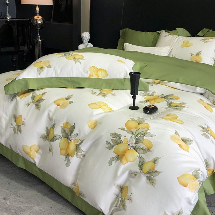 91家纺网 家纺一手货源 找家纺 金麦家纺 2024新款全棉数码印花四件套系列 绿意