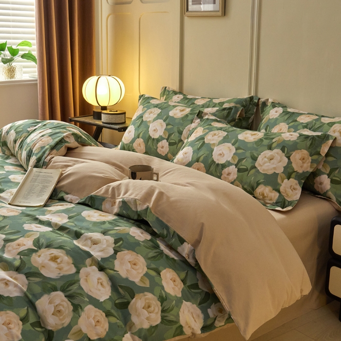 91家纺网 家纺一手货源 找家纺 涵宸家纺 2024新款加厚全棉磨毛印花四件套--罗马系列 F花田