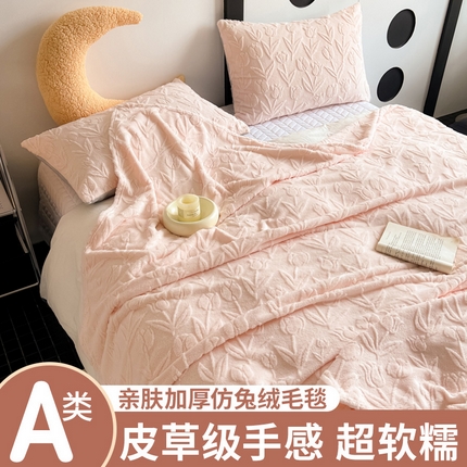 91家纺网 家纺一手货源 找家纺 （总）佰亿莱 2024新款仿兔绒毛毯盖毯毯子