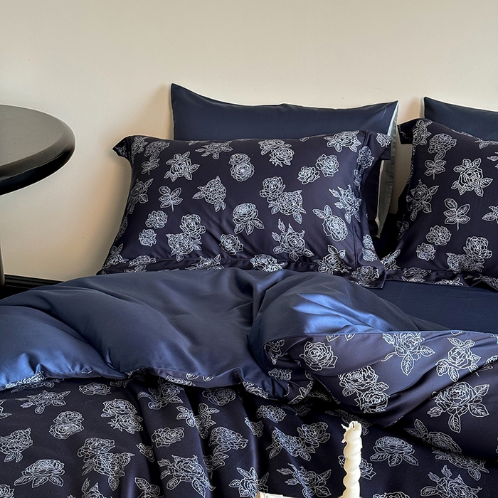 91家纺网 家纺一手货源 找家纺 （总）窝米 2024新款数码印花100支埋绳工艺款四件套-青花瓷