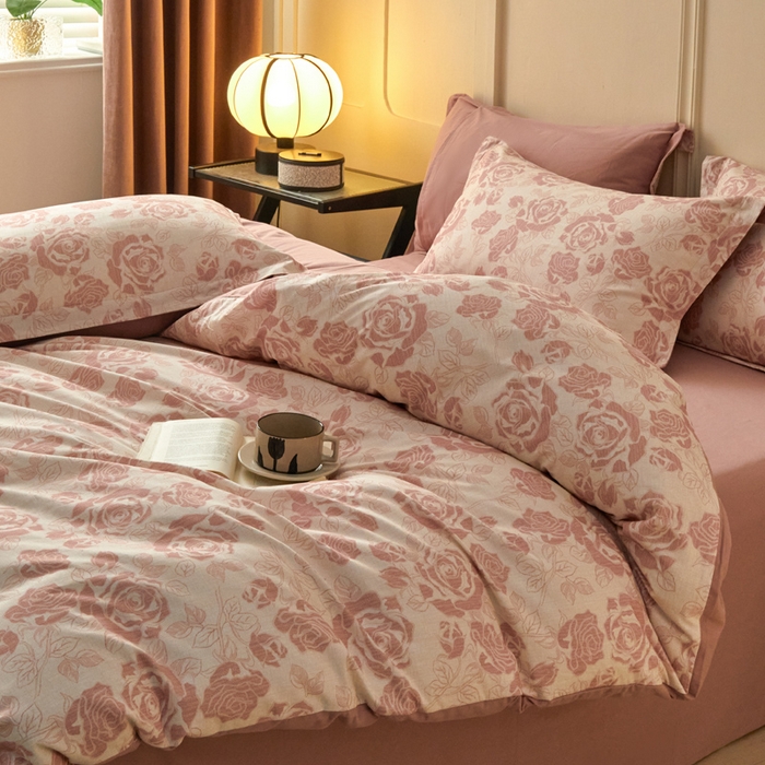 91家纺网 家纺一手货源 找家纺 涵宸家纺 2024新款加厚全棉磨毛印花四件套--罗马系列 F花束