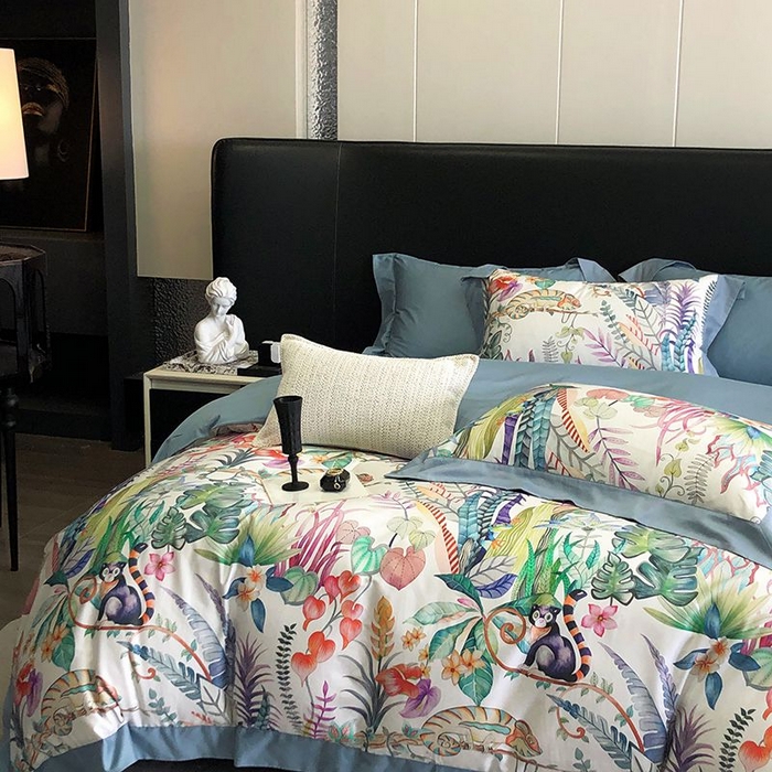 91家纺网 家纺一手货源 找家纺 金麦家纺 2024新款全棉数码印花四件套系列 盛夏