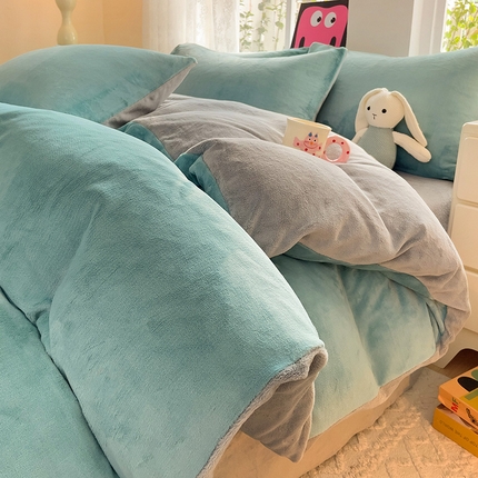 91家纺网 家纺一手货源 找家纺 （总）麦瑞家纺 2024新款纯色双拼牛奶绒四件套