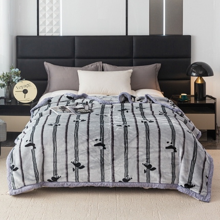 91家纺网 家纺一手货源 找家纺 航途席业 2025新款A类拉舍尔印花毛毯 熊猫嘟嘟