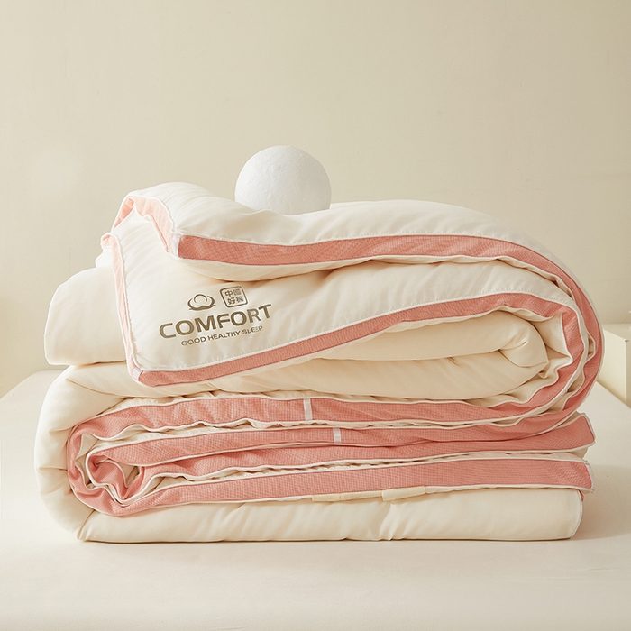 91家纺网 家纺一手货源 找家纺 梦恬佳 2024新款超柔原棉水洗棉立体边大豆被 白色