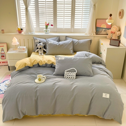 91家纺网 家纺一手货源 找家纺 （总）韩后家纺 2025新款原棉磨毛加厚双拼四件套