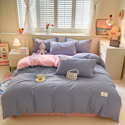 91家纺网 家纺一手货源 找家纺 （总）韩后家纺 2025新款原棉磨毛加厚双拼四件套