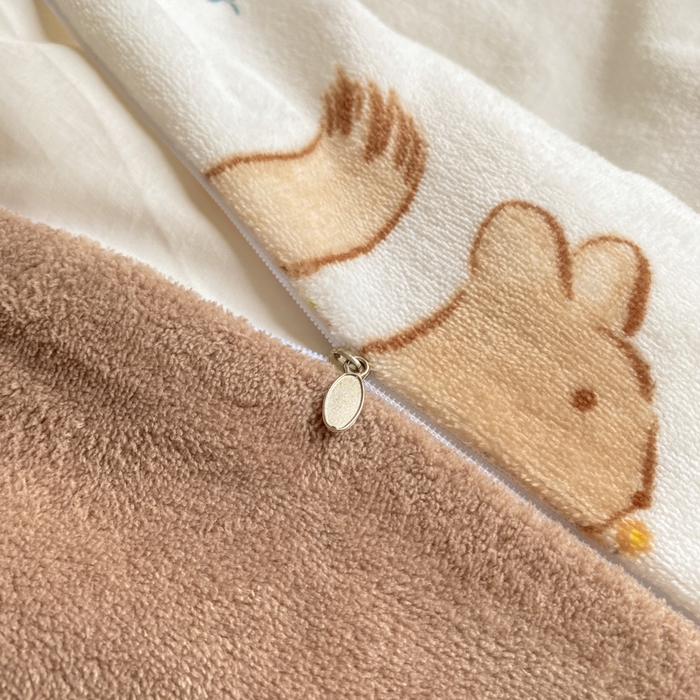 91家纺网 家纺一手货源 找家纺 沐慕 2024新款200g加厚牛奶绒四件套 田园松鼠