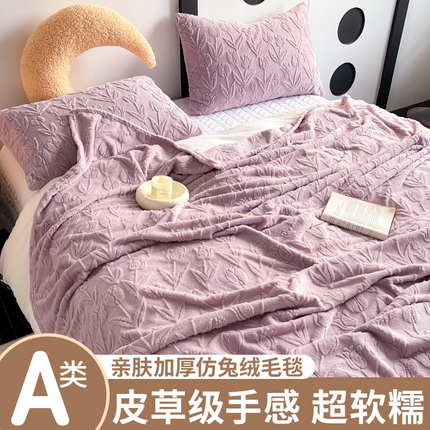 91家纺网 家纺一手货源 找家纺 （总）佰亿莱 2024新款仿兔绒毛毯盖毯毯子